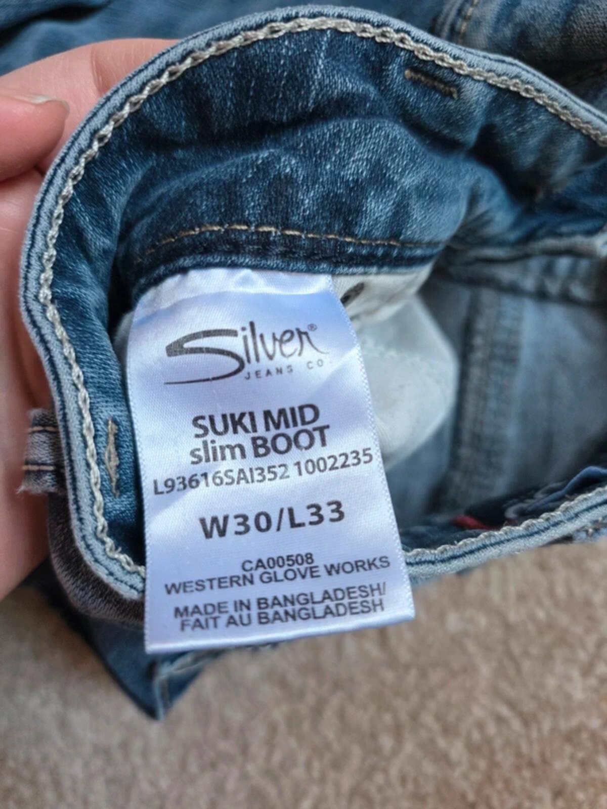 Silver Jeans Mid Rise Slim Bootcut Jeans UK Size 12