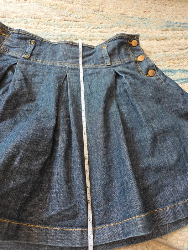 Kiss Miss Italian Denim Pleated Mini Skirt UK Size 12