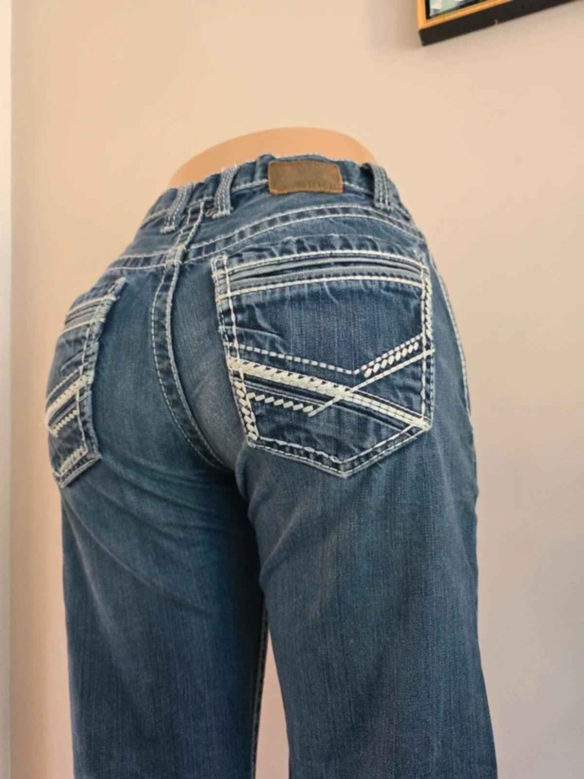 BKE Vintage Y2K Tyler Mid Rise Wide Leg Bootcut Jeans UK Size 8 Petite