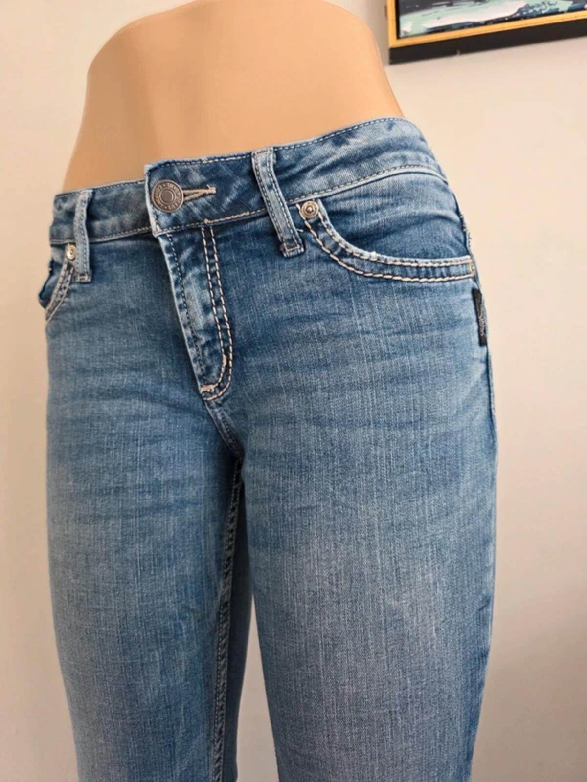 Vintage Y2K Silver Jeans Co Low Rise Bootcut Jeans UK Size 8 petite