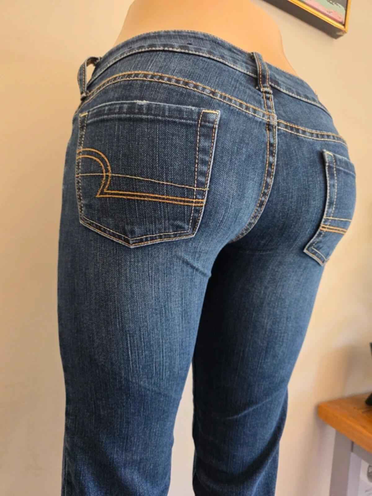 Vintage Y2K American Eagle Ultra Low Rise Petite Bootcut Jeans UK Size 6