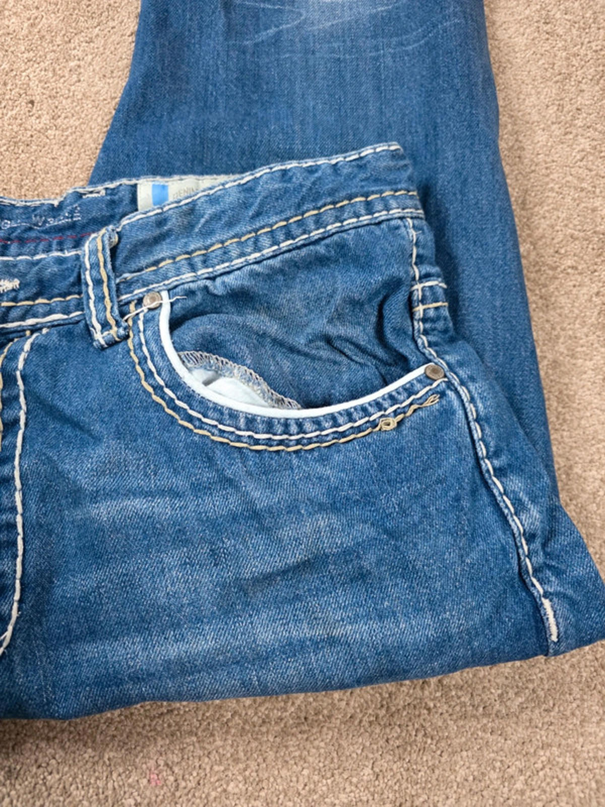 Vintage Y2K Denim 1982 Mid Rise Straight Jeans UK Size 14 Petite