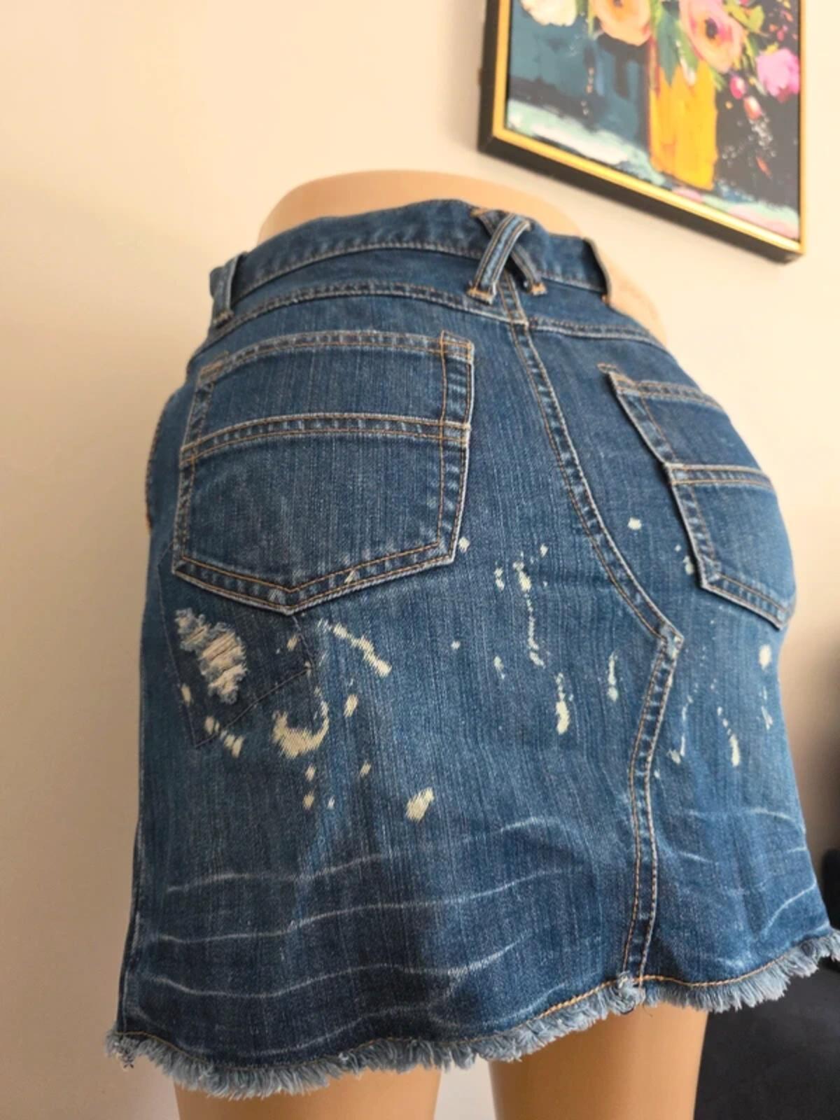 Osmosis Vintage Y2K Distressed Denim Mini Skirt UK Size 8