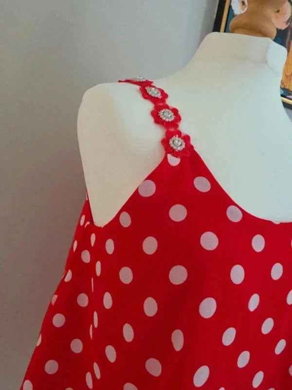 Sweet Lady Vintage Y2K Polka Dot Chiffon Cami Top UK Size 12/14