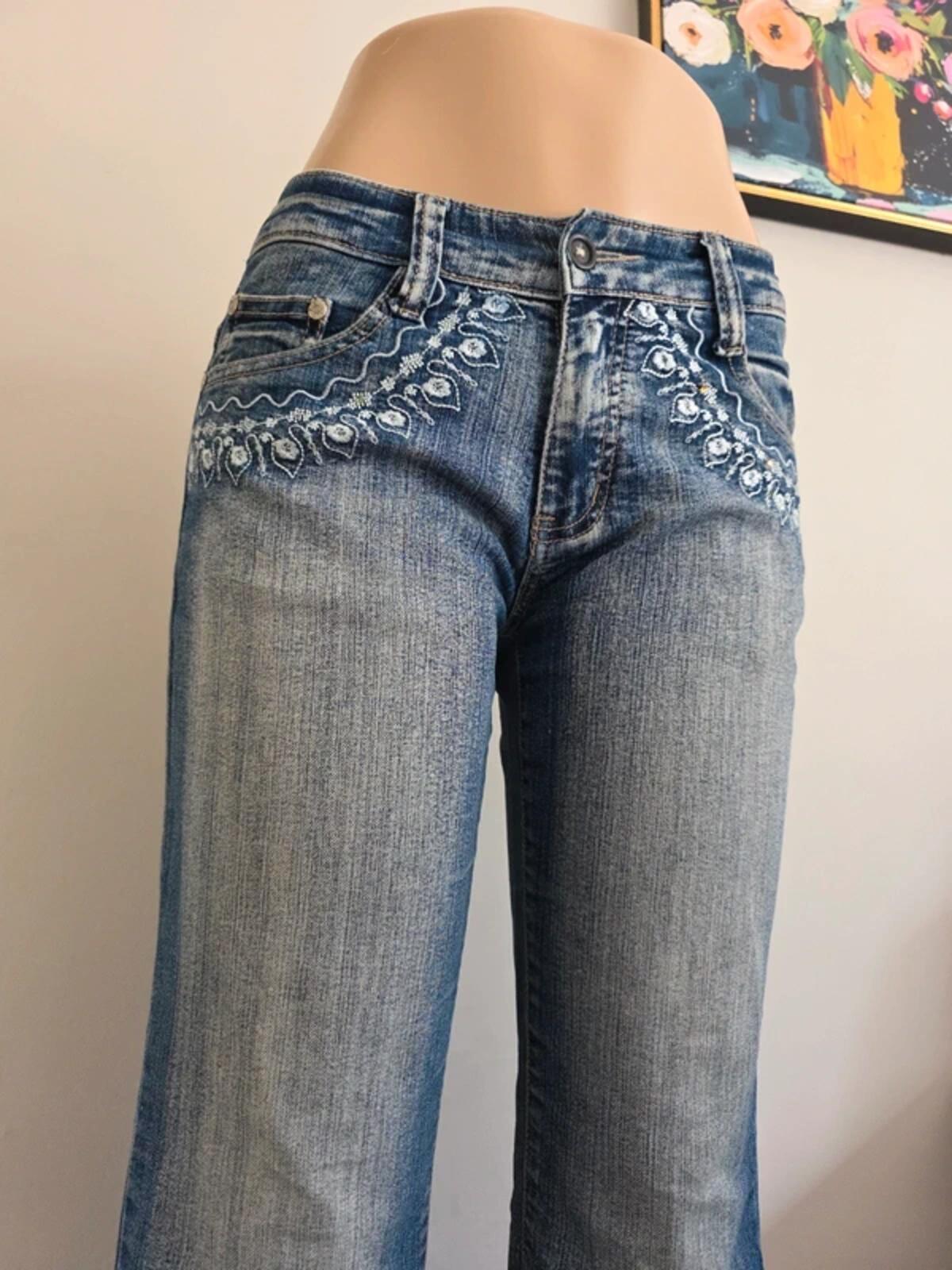 Big Spade Mid Rise Wide Leg Bootcut Vintage Y2K Jeans UK Size 8/10 Tall