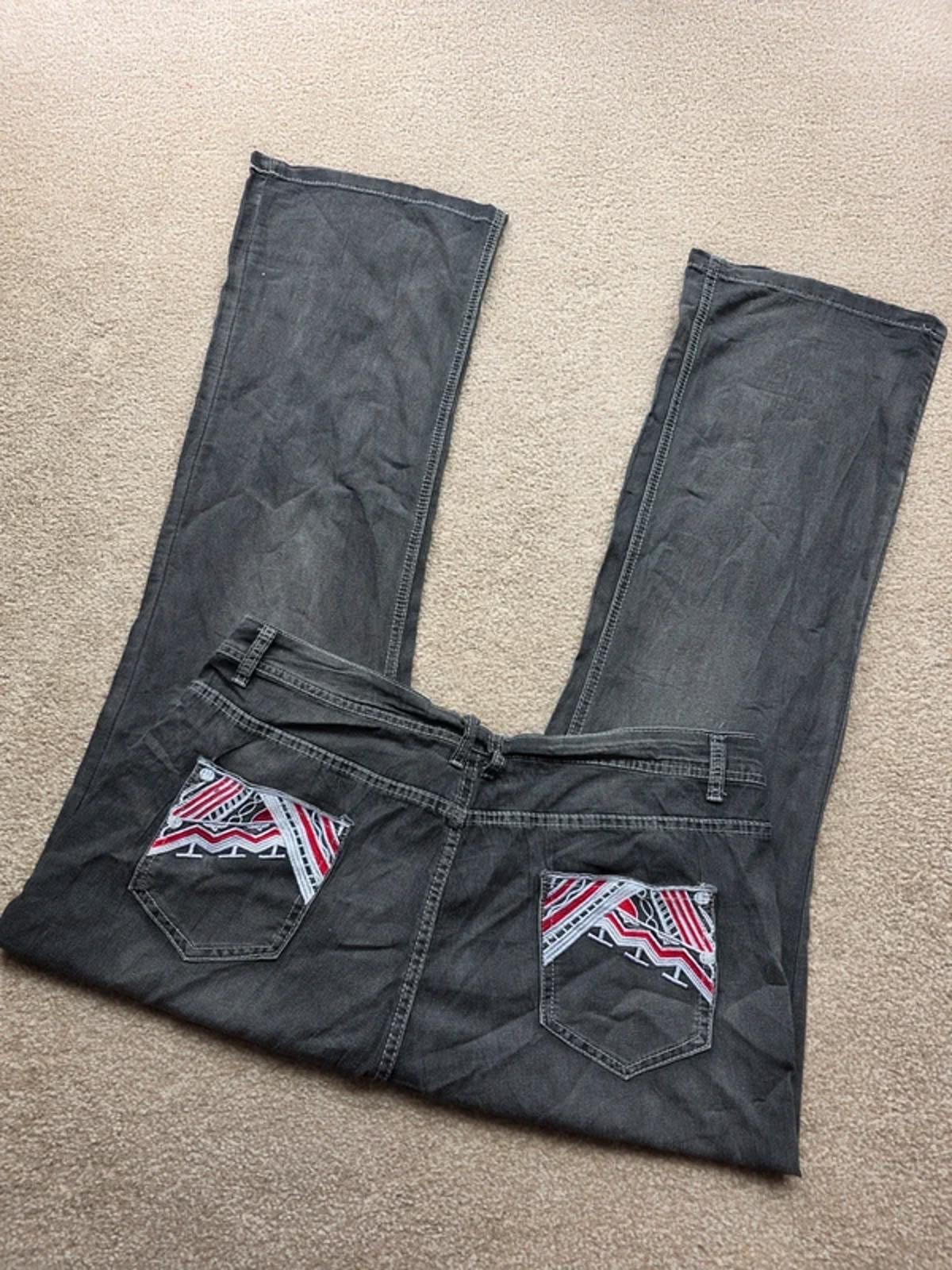 Vintage Y2K Low Rise Bootcut Jeggings Dark Grey UK Size 16 Petite