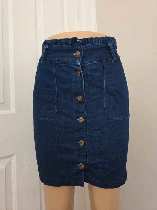 Japanese High Rise Denim Mini Skirt UK Size 4/6