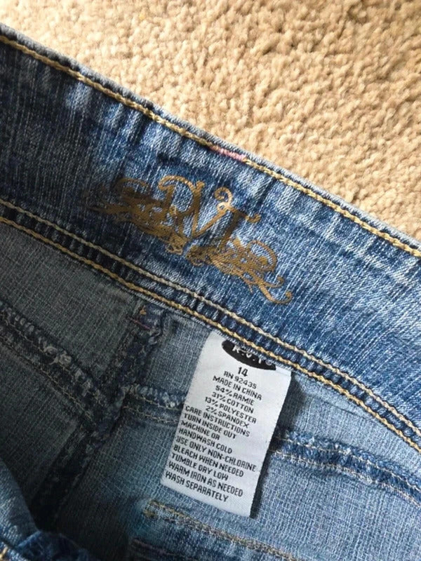 RVT Mid Rise Flared Vintage Y2K Jeans UK Size 6/8 Petite