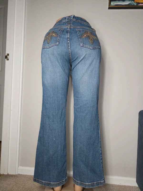 D. Jeans Mid Rise Bootcut Vintage Y2K Jeans UK Size 14