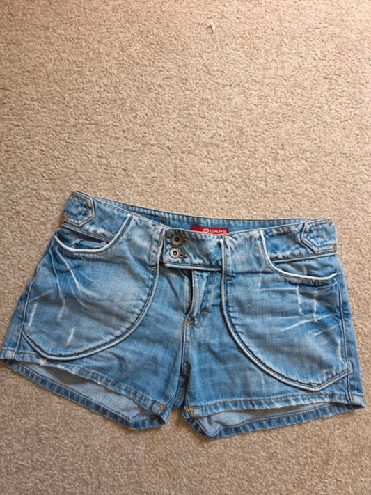 Xcape Low Rise Bum Shorts Vintage Y2K Denim Shorts UK Size 8