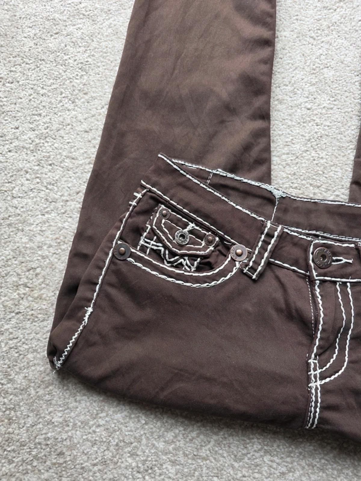 Vintage Y2K Slim Fit Jeans UK Size 10 Petite Brown Contrast Stitch