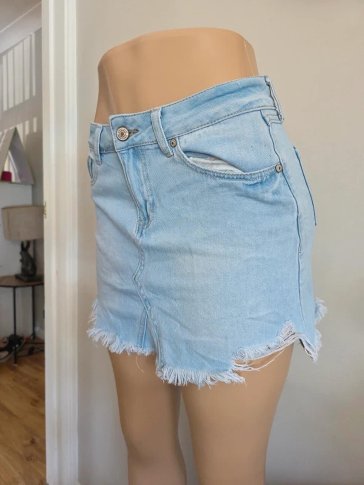 Rewash Vintage Y2K Light Wash Denim Mini Skirt UK Size 6