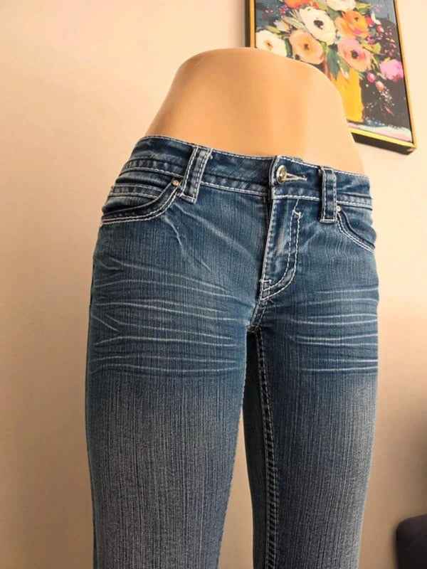 Vintage Y2K Hydraulic Low Rise Micro Bootcut Jeans UK Size 8 tall
