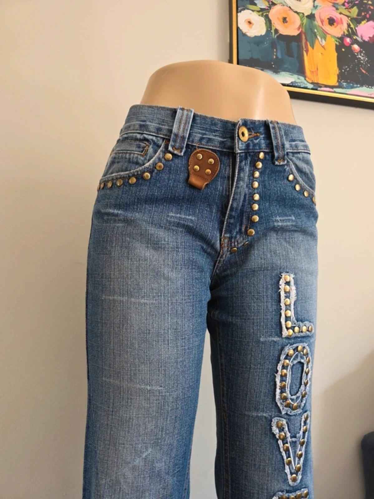 La Virtu Mid Rise Straight Vintage Y2K Jeans UK Size 8/10 Tall