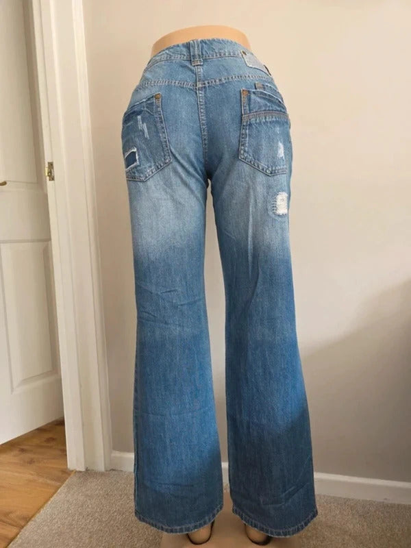 Next Vintage Y2K Mid Rise Relaxed Wide Leg Jeans UK Size 12