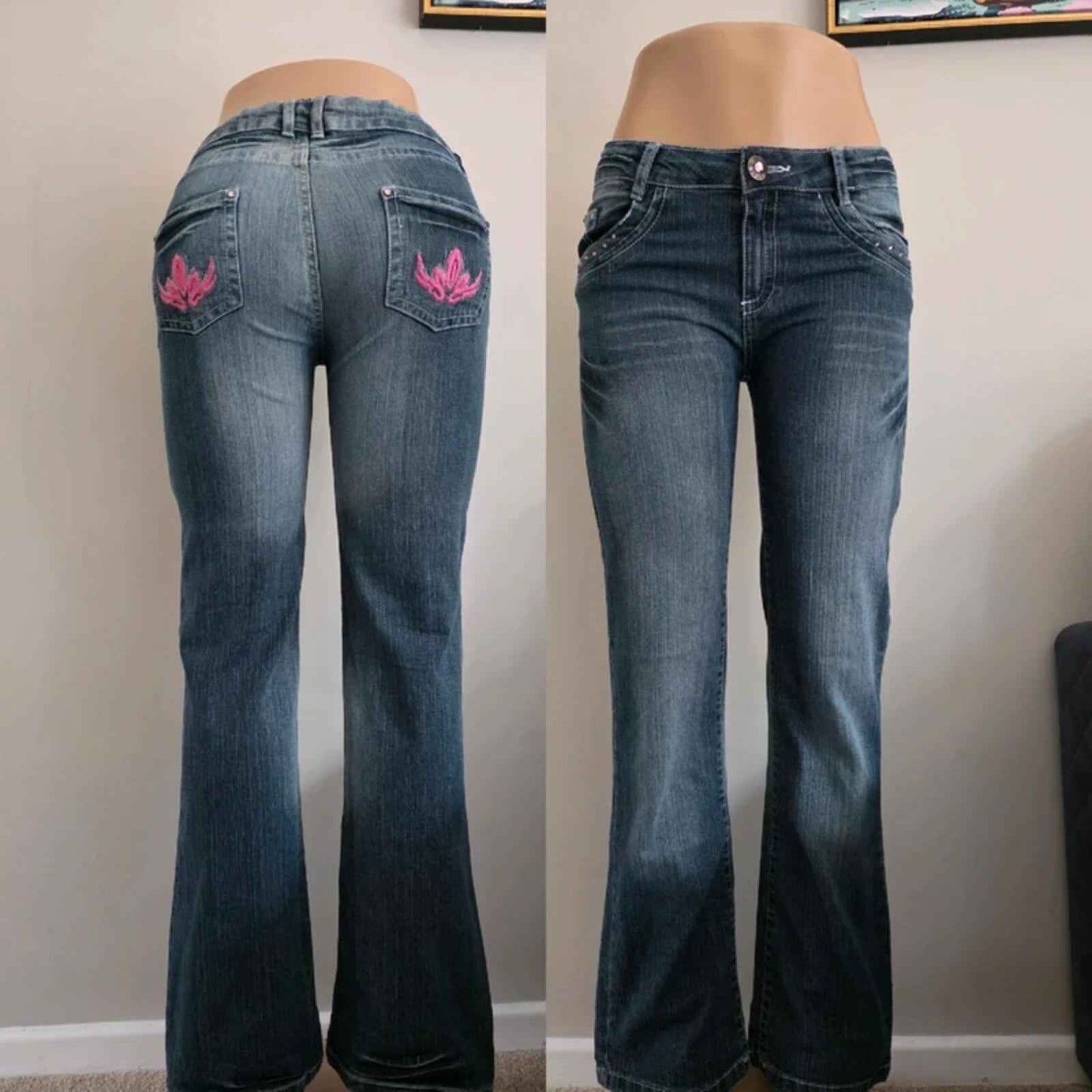 Kikstar Vintage Y2K Mid Rise Bootcut Jeans UK Size 10