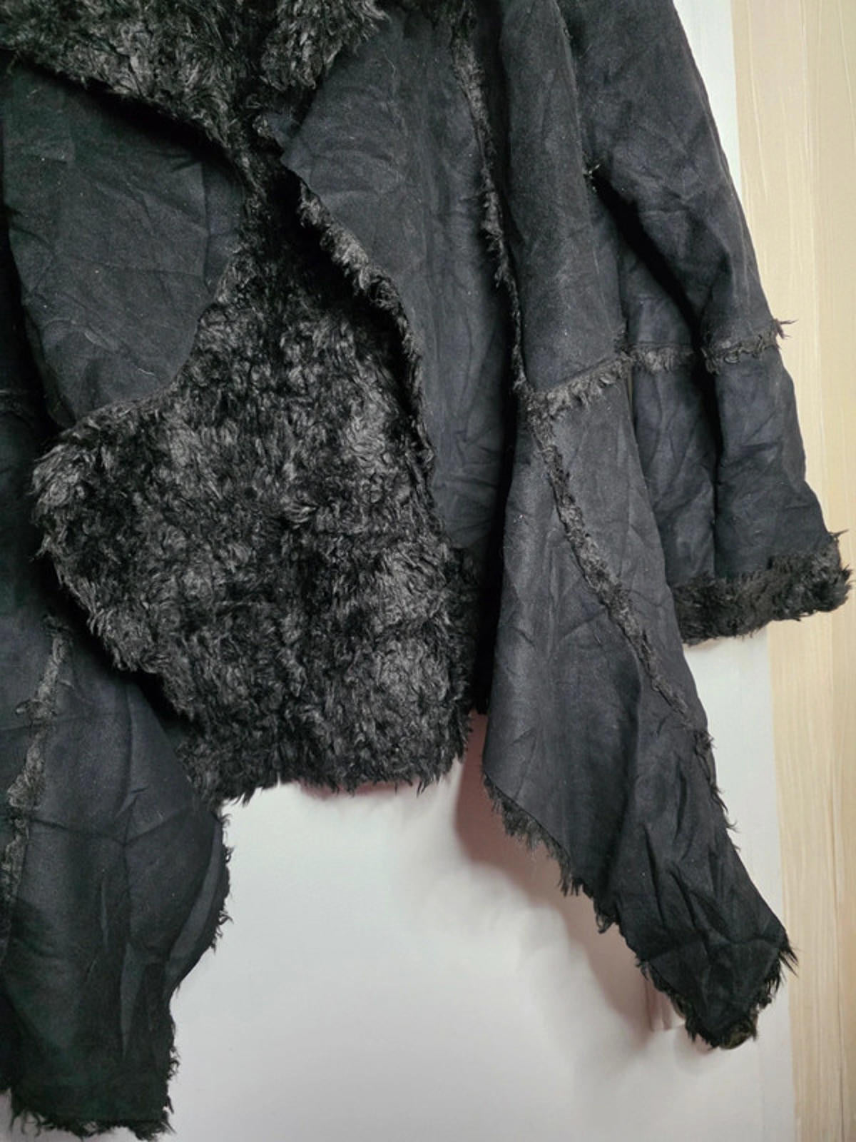 Vintage Y2K Donna Salyers Faux Suede & Faux Fur Asymmetric Coat UK size 14/16