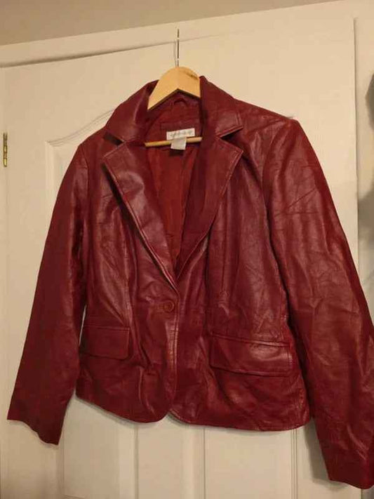 Vintage Y2K Worthington Genuine Leather Blazer Jacket – Size L (UK 12-14)