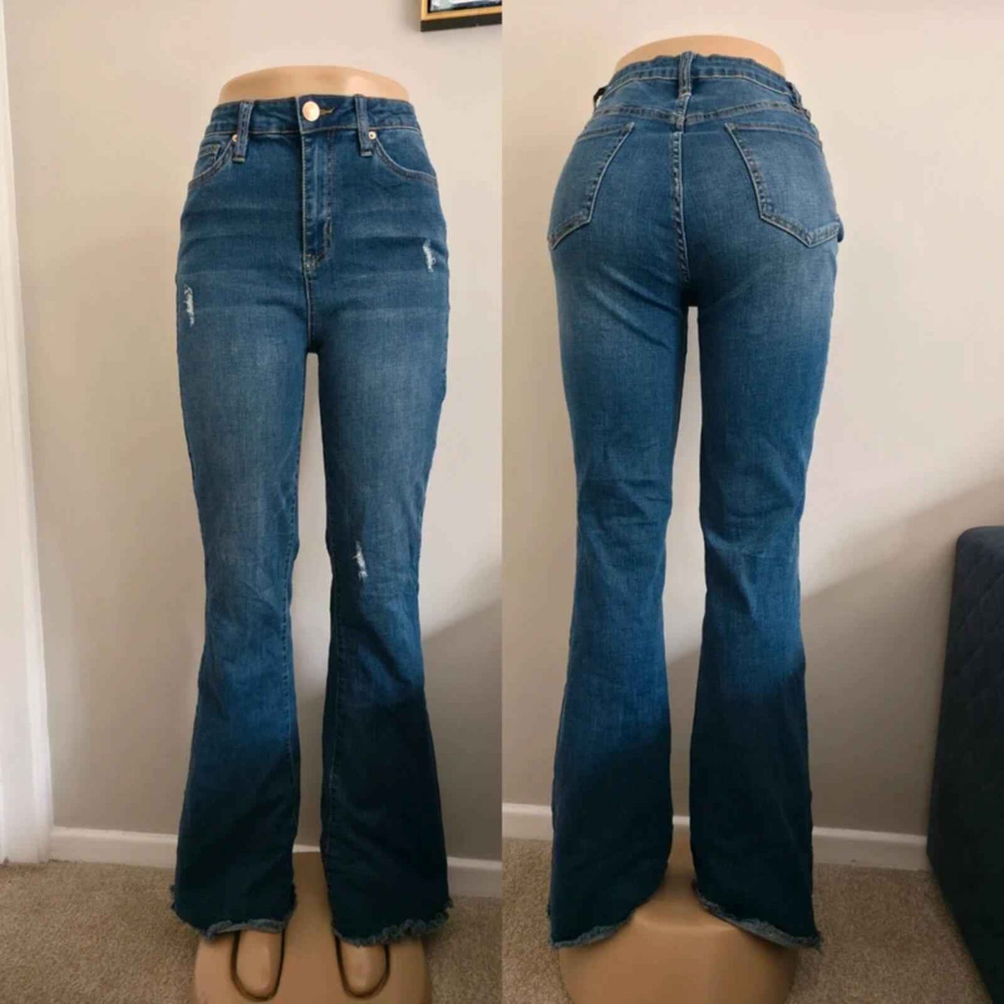 YMI High Rise Flared Vintage Y2K Jeans UK Size 8 Tall