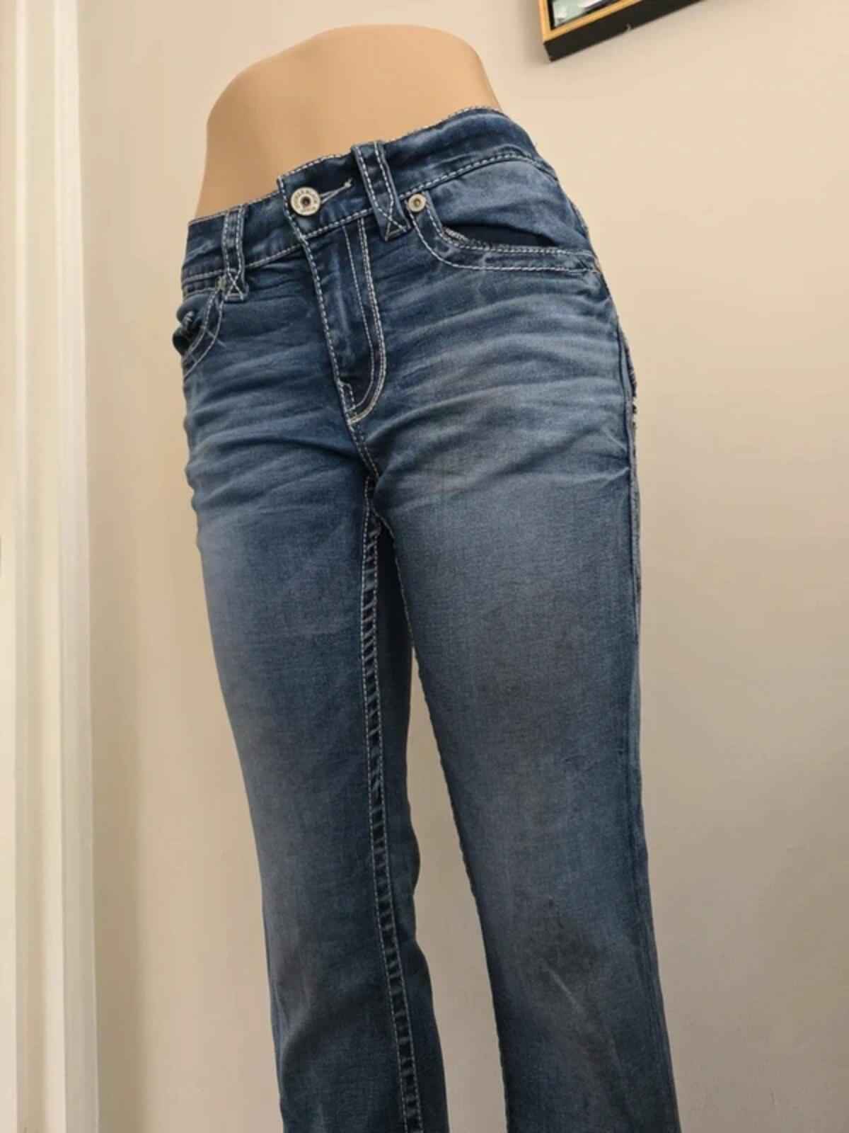 Buckle Black Vintage Y2K Low Mid Rise Bootcut Jeans UK Size 8