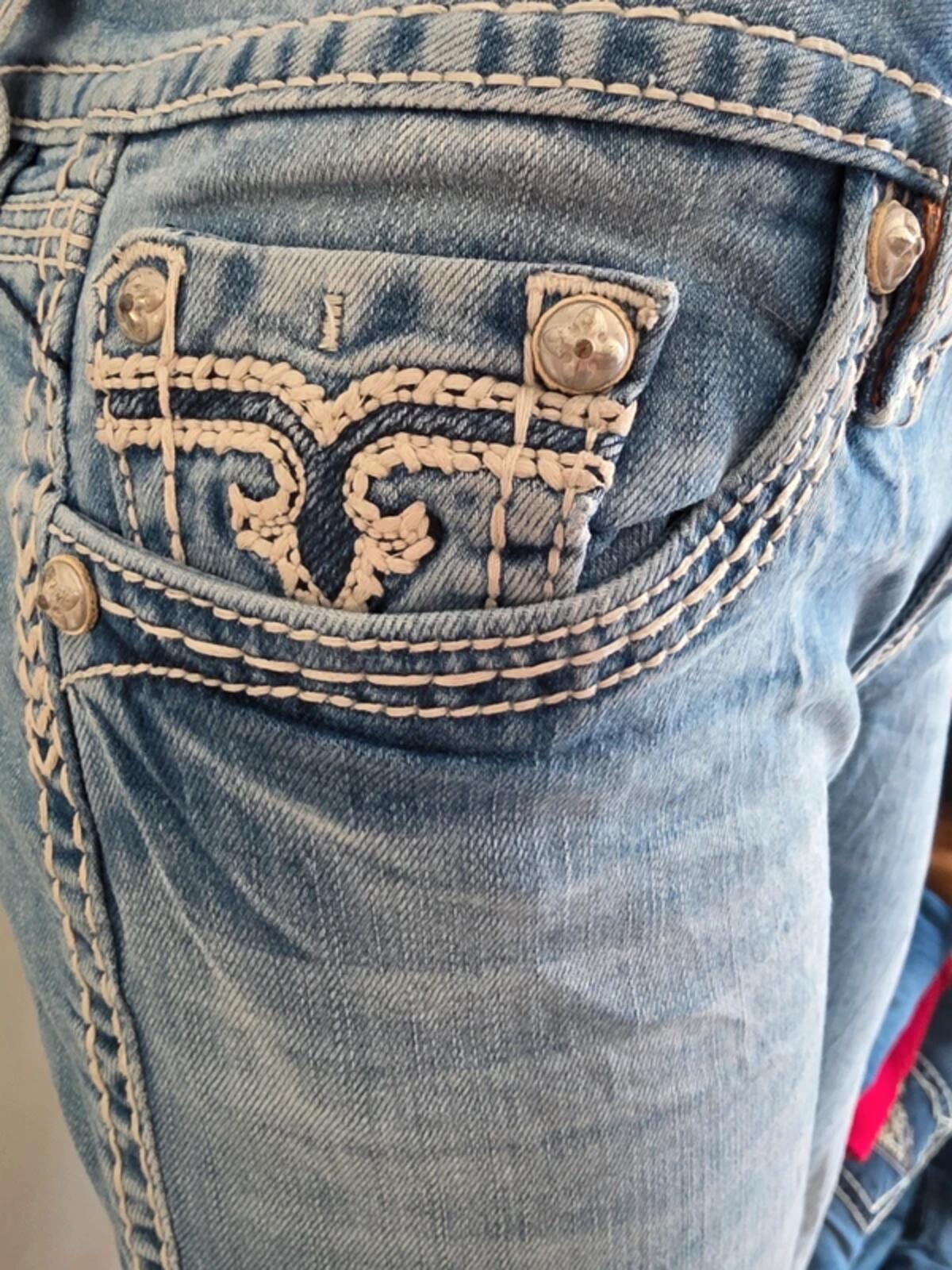 Vintage Y2K Rock Revival Low Rise Bootcut Jeans UK Size 10/12 Tall