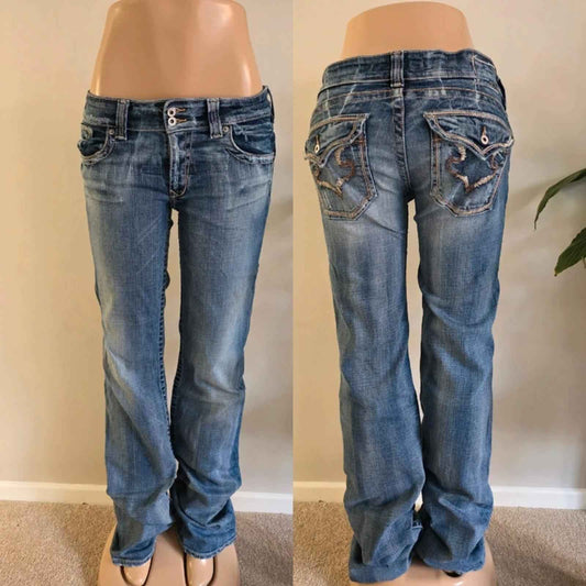 Vintage Y2K Big Star Low Rise Flare Jeans UK Size 10/12 Very Tall