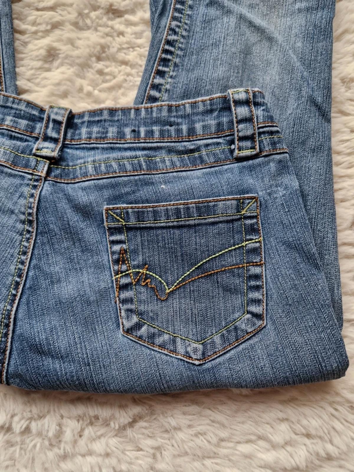 Y2K "Younique Jeans" Ultra Low Rise Bootcut Indie Grunge Festival Denim UK 8 Petite