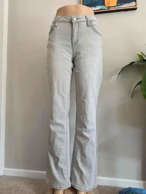 Vintage Y2K Earl Jeans Mid Rise Embroidered Bootcut Jeans UK Size 14