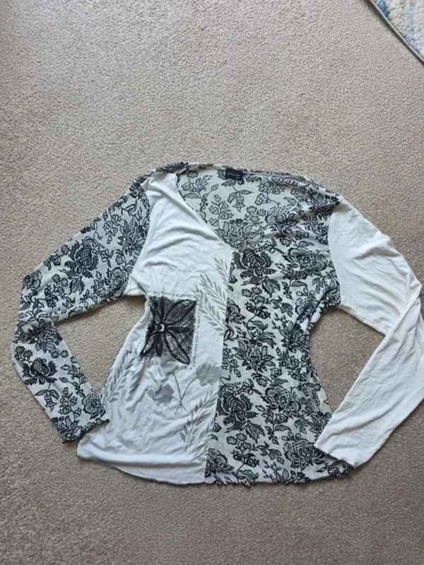 Vintage Y2K Opinion Printed Long Sleeve Blouse UK Size 14/16