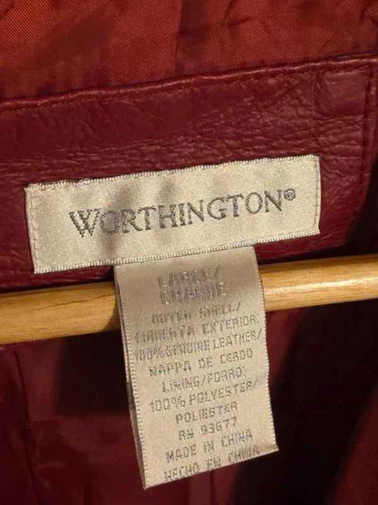 Vintage Y2K Worthington Genuine Leather Blazer Jacket – Size L (UK 12-14)