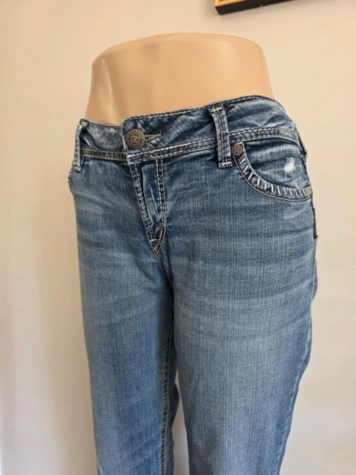 Vintage Y2K Silver Jeans Mid Rise Slim Bootcut Jeans UK Size 14