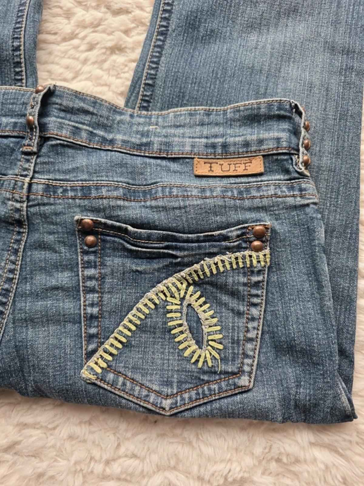 Vintage Y2K Cowgirl Tuff Co Gypsy Mid Rise Bootcut Jeans Western Stitch Detail UK 12