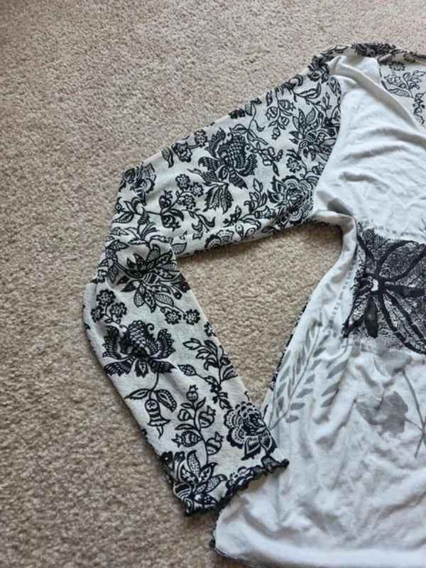 Vintage Y2K Opinion Printed Long Sleeve Blouse UK Size 14/16
