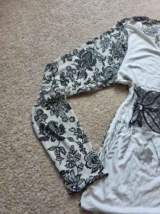 Vintage Y2K Opinion Printed Long Sleeve Blouse UK Size 14/16
