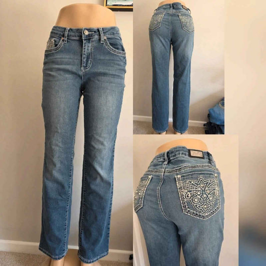 Vintage Y2K Earl Jeans Mid Rise Straight Bling Jeans UK Size 10