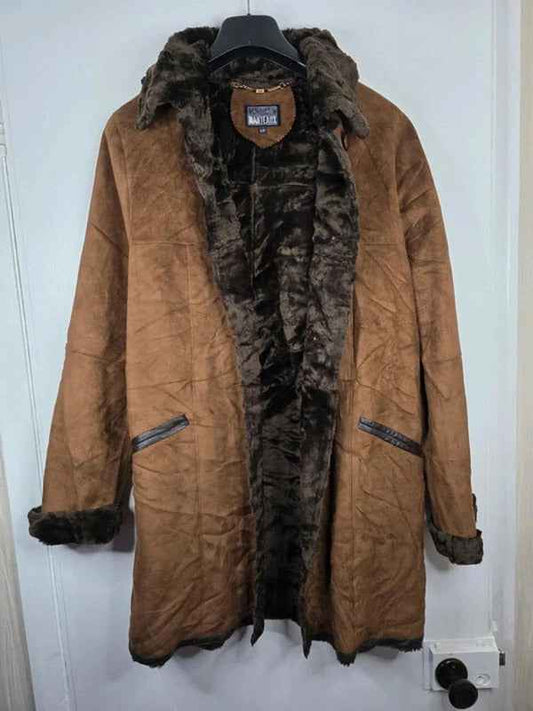 Vintage Y2K Manteaux Faux Shearling Longline Coat UK size S