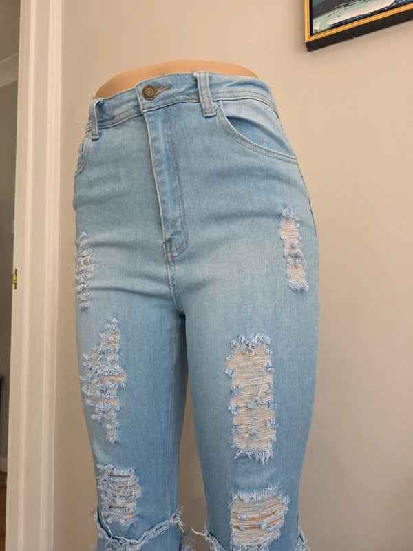 Swank High Rise Flared Jeans UK Size 8 Tall