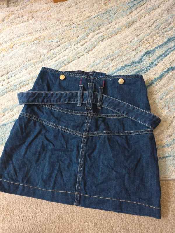Anyone High Waisted Denim Mini Skirt with Belt UK Size 6