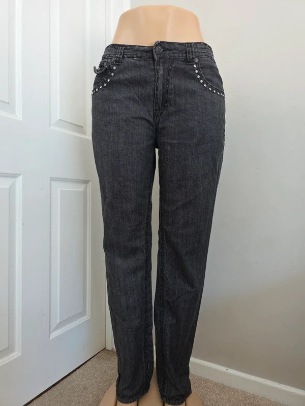Jeans De Fleur High Rise Skinny Vintage Y2K Embellished Jeans UK Size 16