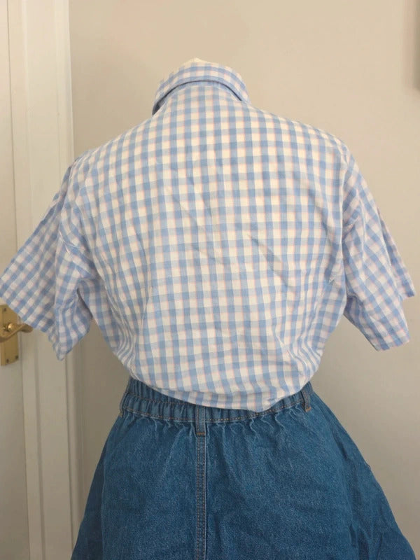 Andrea Mare & Camicie Ruffle Gingham Coquette Vintage Y2K Blouse UK Size 8