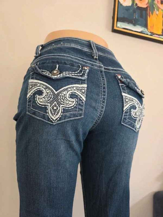 Natural Reflections Mid Rise Blingy Bootcut Vintage Y2K Jeans UK Size 12