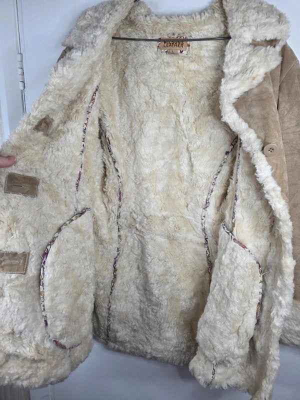 Vintage Y2K Wilsons Leather Faux Shearling Coat UK size 14/16
