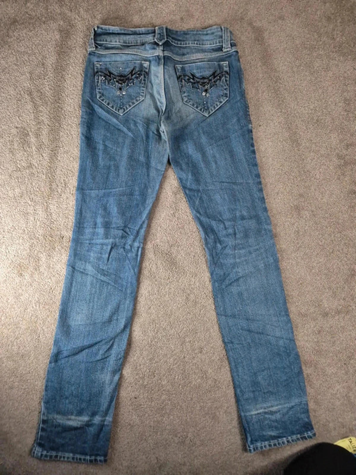 Vintage Y2K Rhinestone Low Rise straight Jeans – UK 10/12