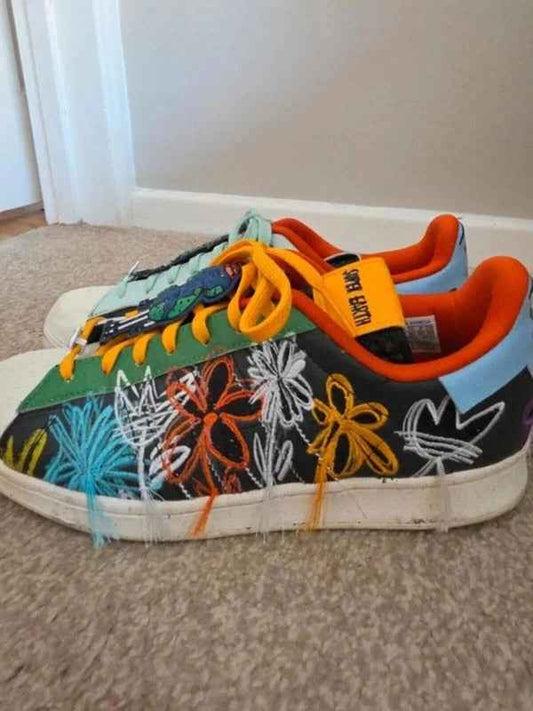 Adidas Super Earth Trainers UK 9 Rare Colourful Embroidered