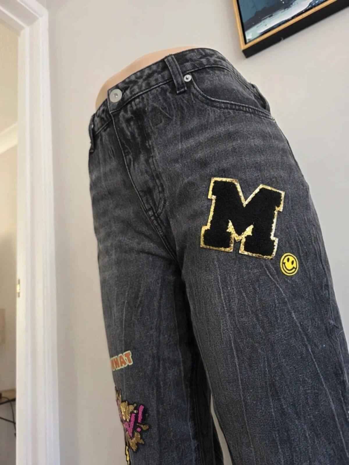 Vintage Y2K No Boundaries High Rise Skinny Patch Jeans UK Size 14