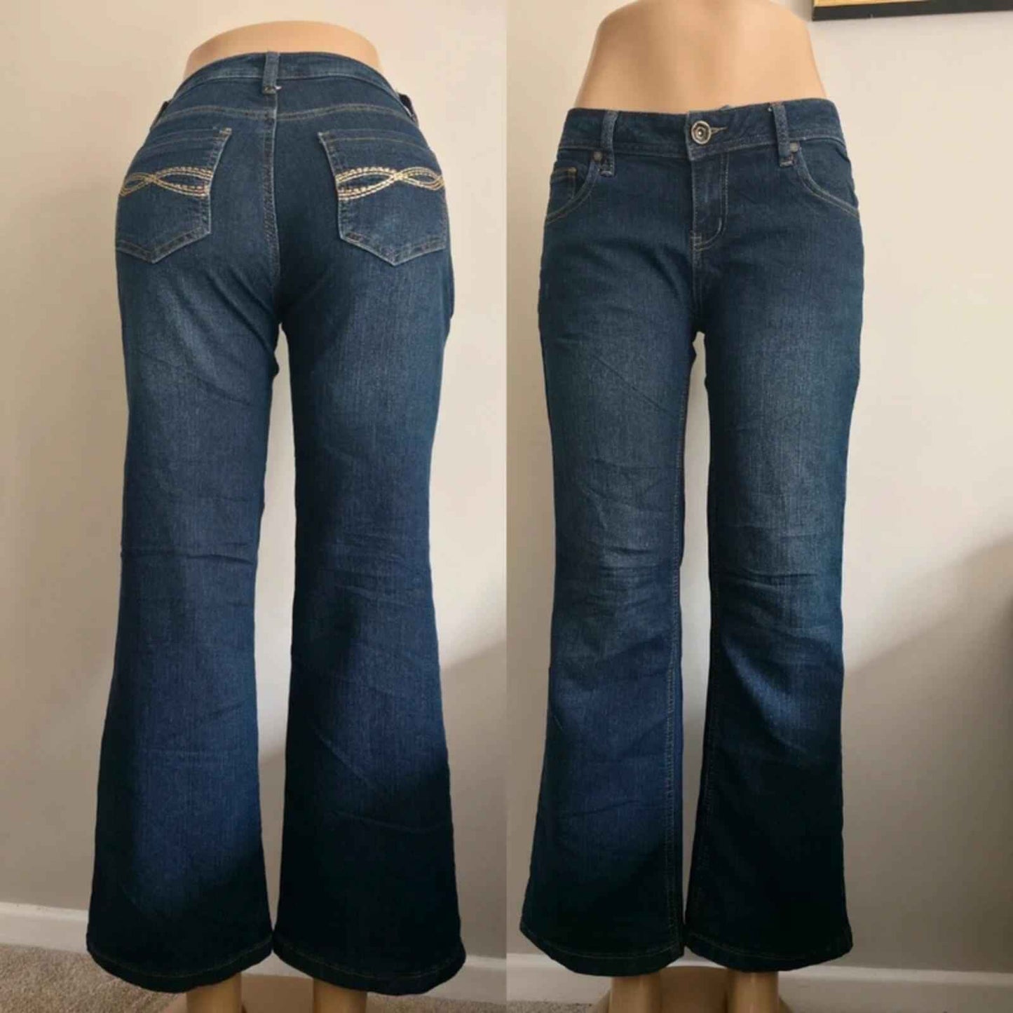 NRJ Vintage Y2K Low Rise Wide Leg Bootcut Jeans UK Size 8/10 Petite