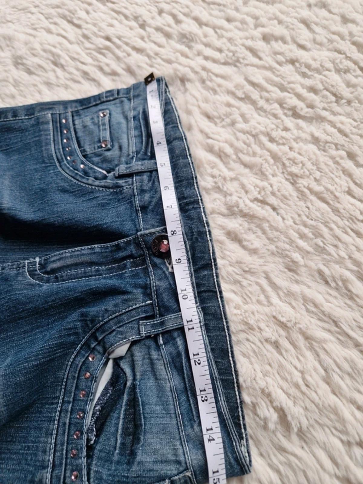 Y2K "Kikstar" Mid Rise Bootcut Petite Pink Detail Festival Grunge Denim UK 10