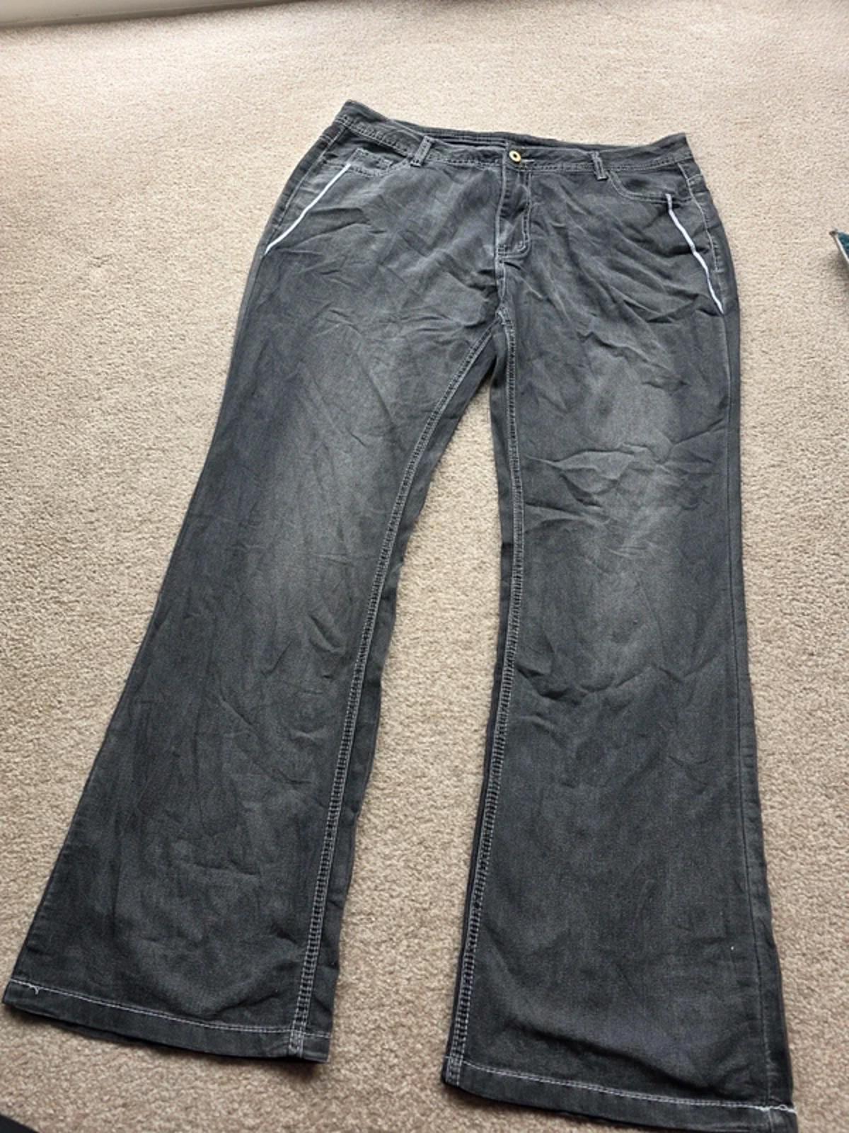 Vintage Y2K Low Rise Bootcut Jeggings Dark Grey UK Size 16 Petite