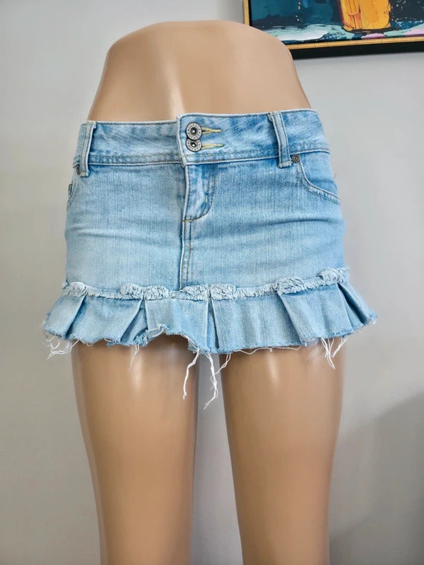 Garage Ultra Low Rise Micro Mini Vintage Y2K Denim Skirt UK Size 8