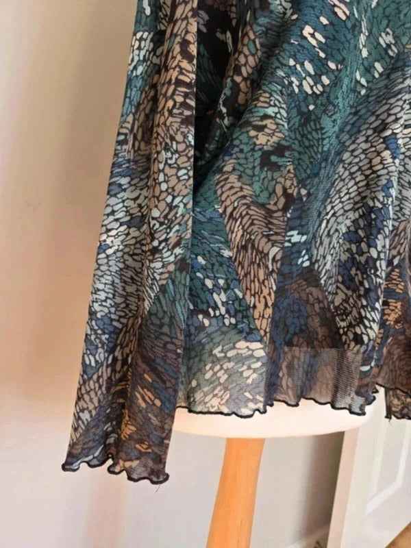 Vintage Y2K Made in Italy Mesh Ruffle Blouse UK Size 12/14